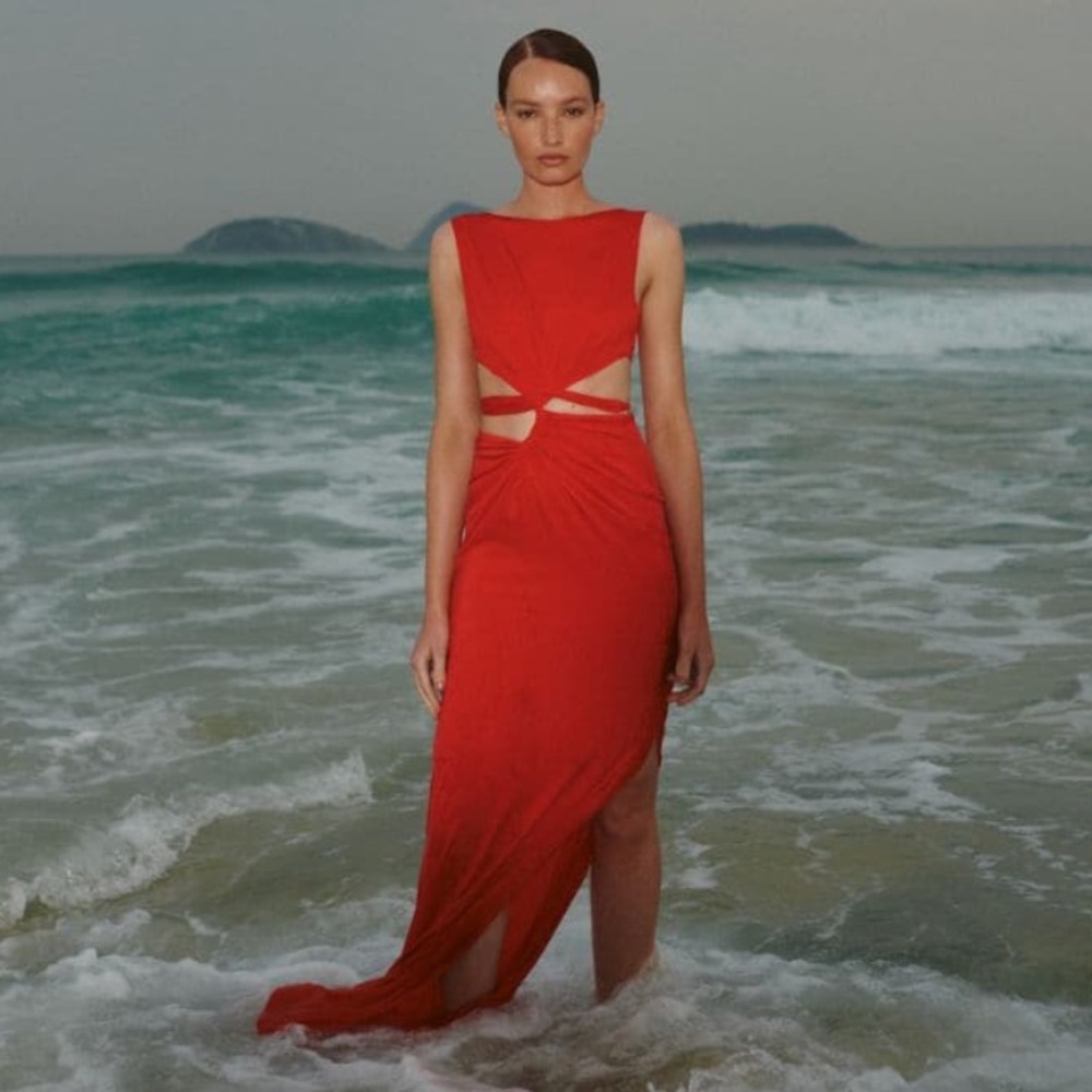 Baobab Ada Dress red maxi dress cut out